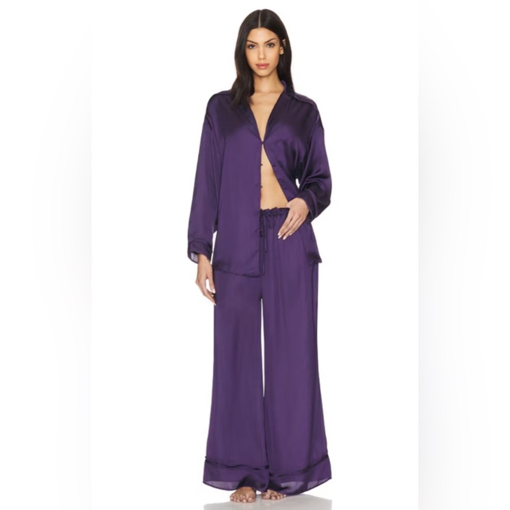 Free People Intimately X Revolve Dreamy Days Solid PJ Set in Gothic Grape